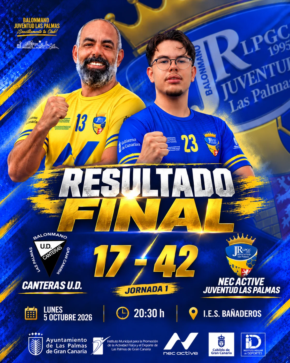 EL NEC ACTIVE JUVENTUD LAS PALMAS DEBUTA CON UNA CONTUNDENTE VICTORIA ANTE EL CANTERAS U.D. (17-42)